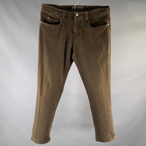 LORO PIANA Size 34 Brown Heather Cotton Blend Straight Casual Pants